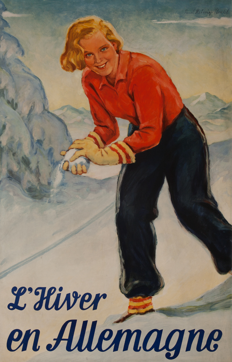 L'Hiver en Allemagne, Winter in Germany Ski Poster