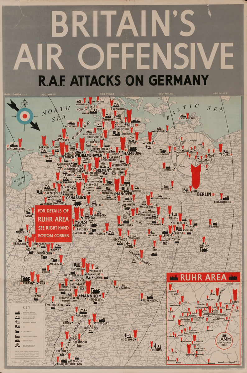 Britain's Air Offensive R.A.F. Attacks on Germany WWI Poster