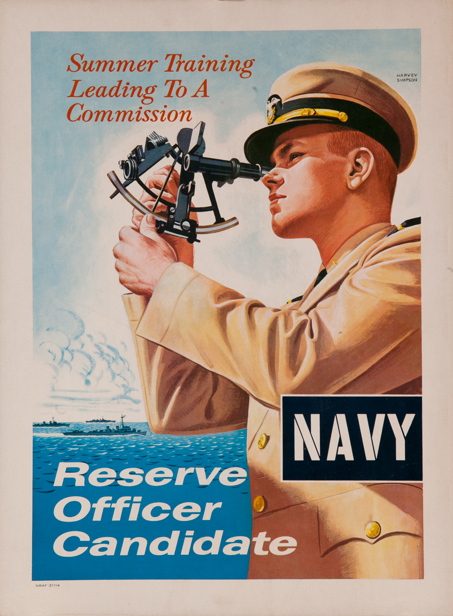 Summer Training Leading to A Commission, Reserve Officer Candidate, US Navy Recruiting Poster
