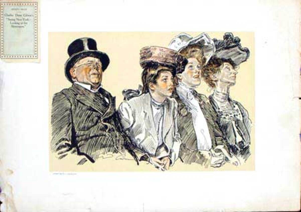 Charles Dana Gibson print Looking at the Skyscrapers