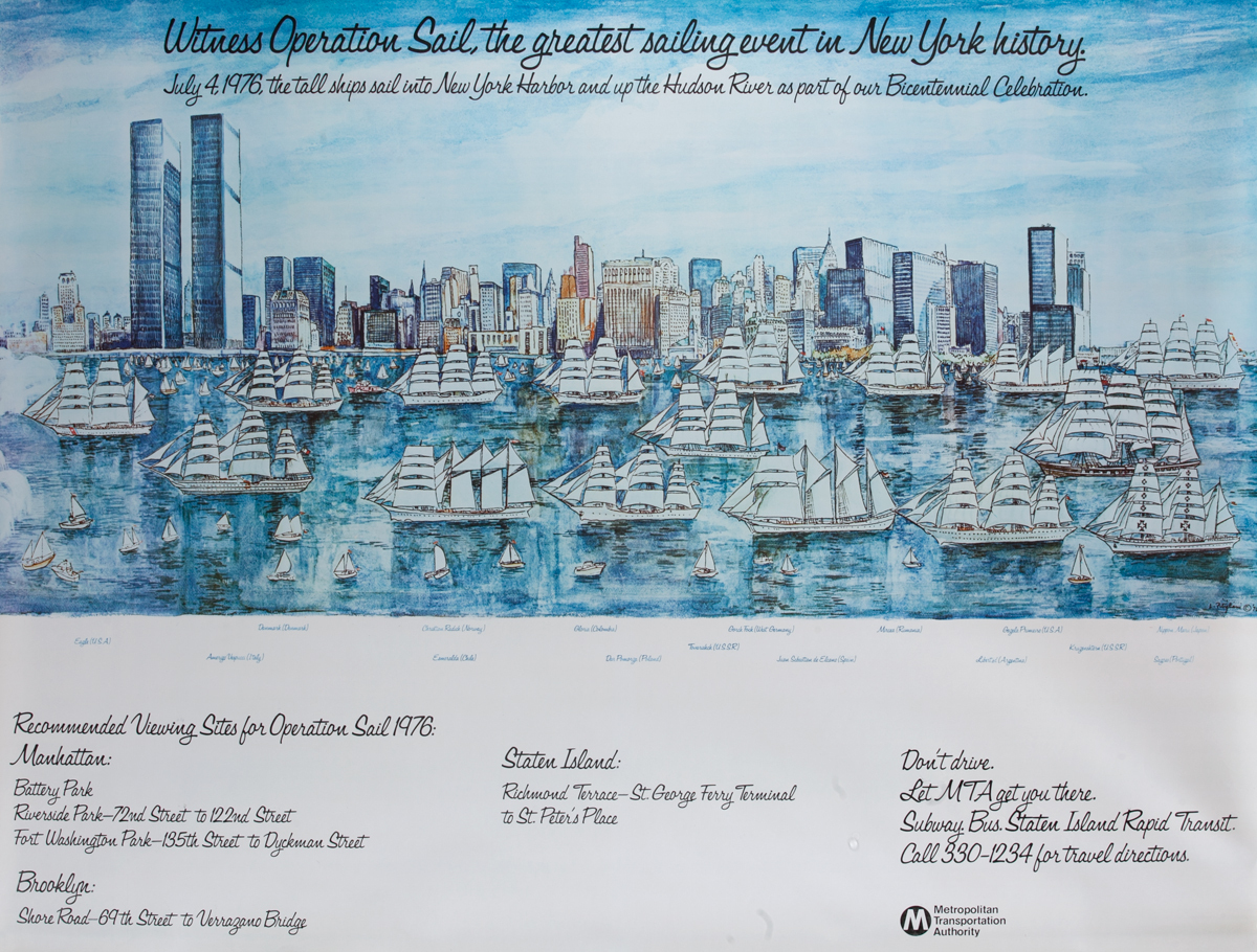 New York Harbor Festival 1976 Operation Sail,  Parade of Tall Ships Poster