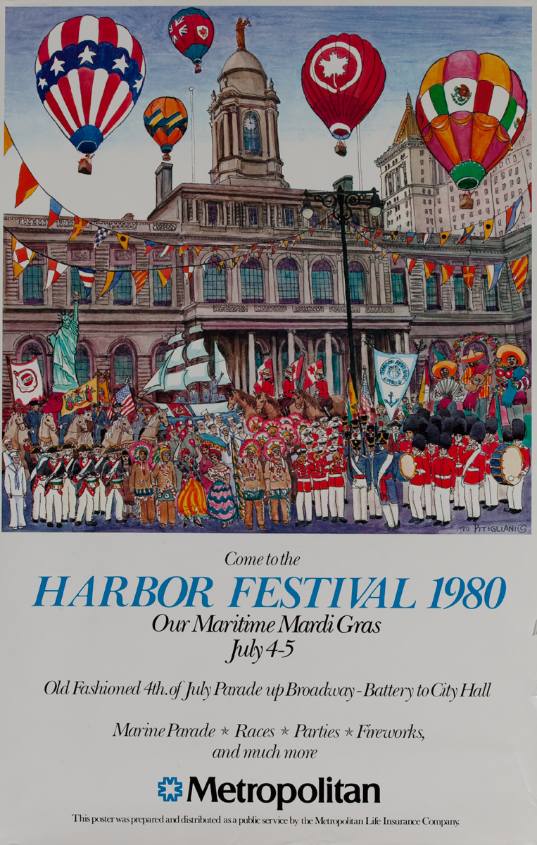 New York Harbor Festival 1980 Metropolitan Life Poster