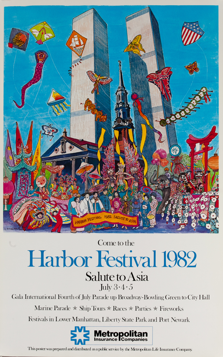 New York Harbor Festival 1982,July 3-4-5,  Salute to Asia, Metropolitan Life Poster