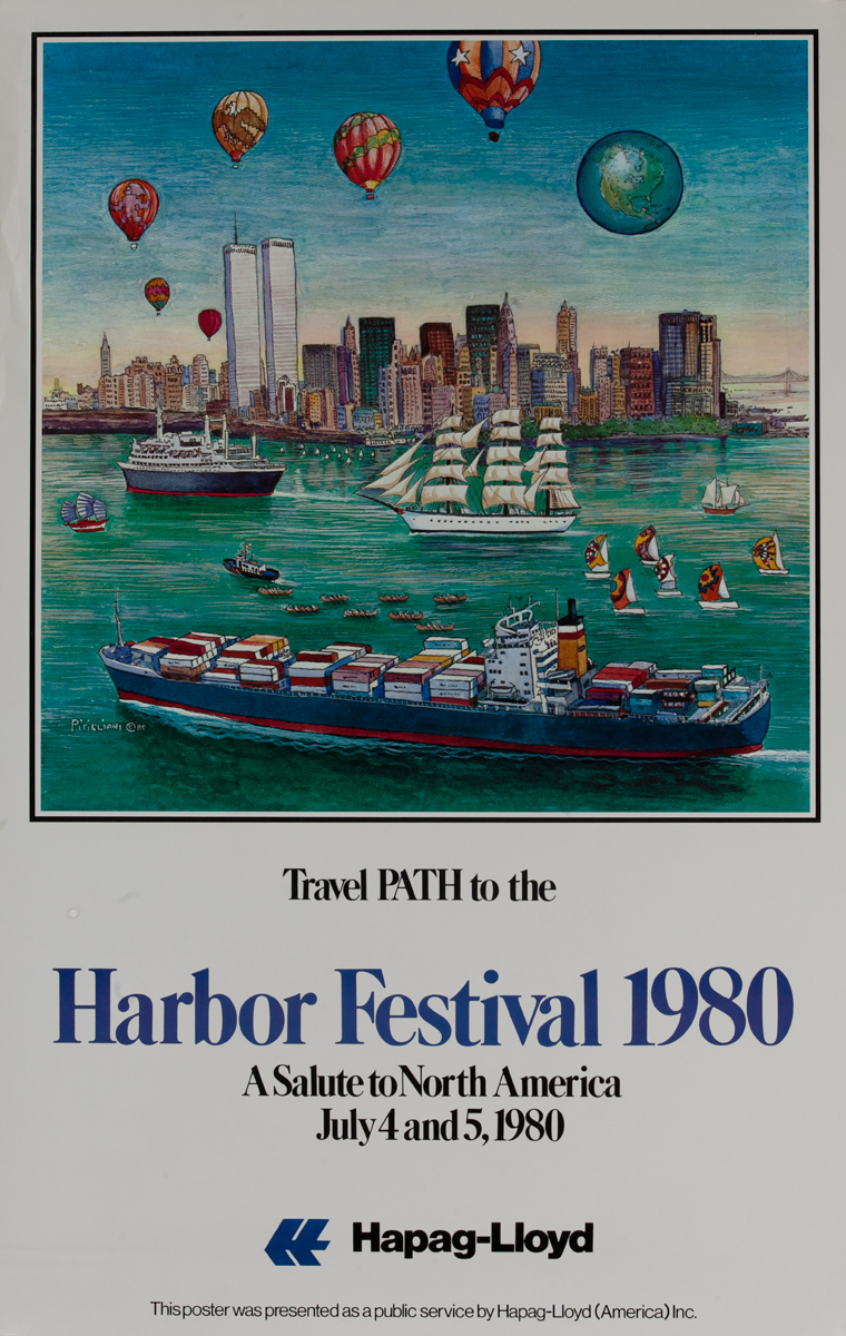 Travel PATH to the New York Harbor Festival 1980, Hapag-Lloyd Poster