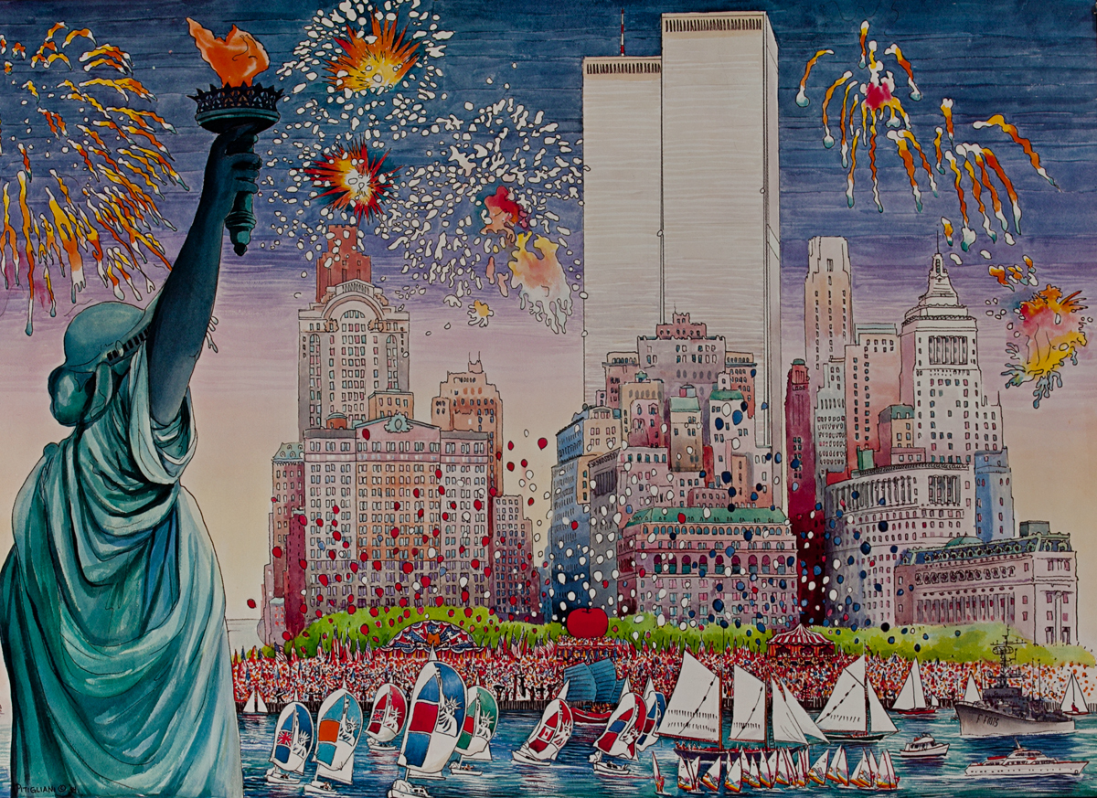 New York Harbor Fireworks Poster