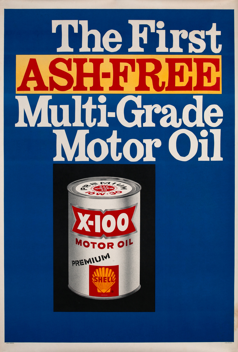 Original Shell Oil Advertising Poster X-100 Oil