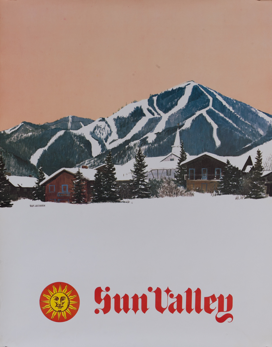 Sun Valley Ski Poster, Slopes at Dusk