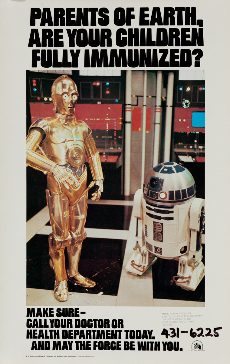 R2-D2 and C-3PO Star Wars Character, US Department Of Health, Immunization Poster
