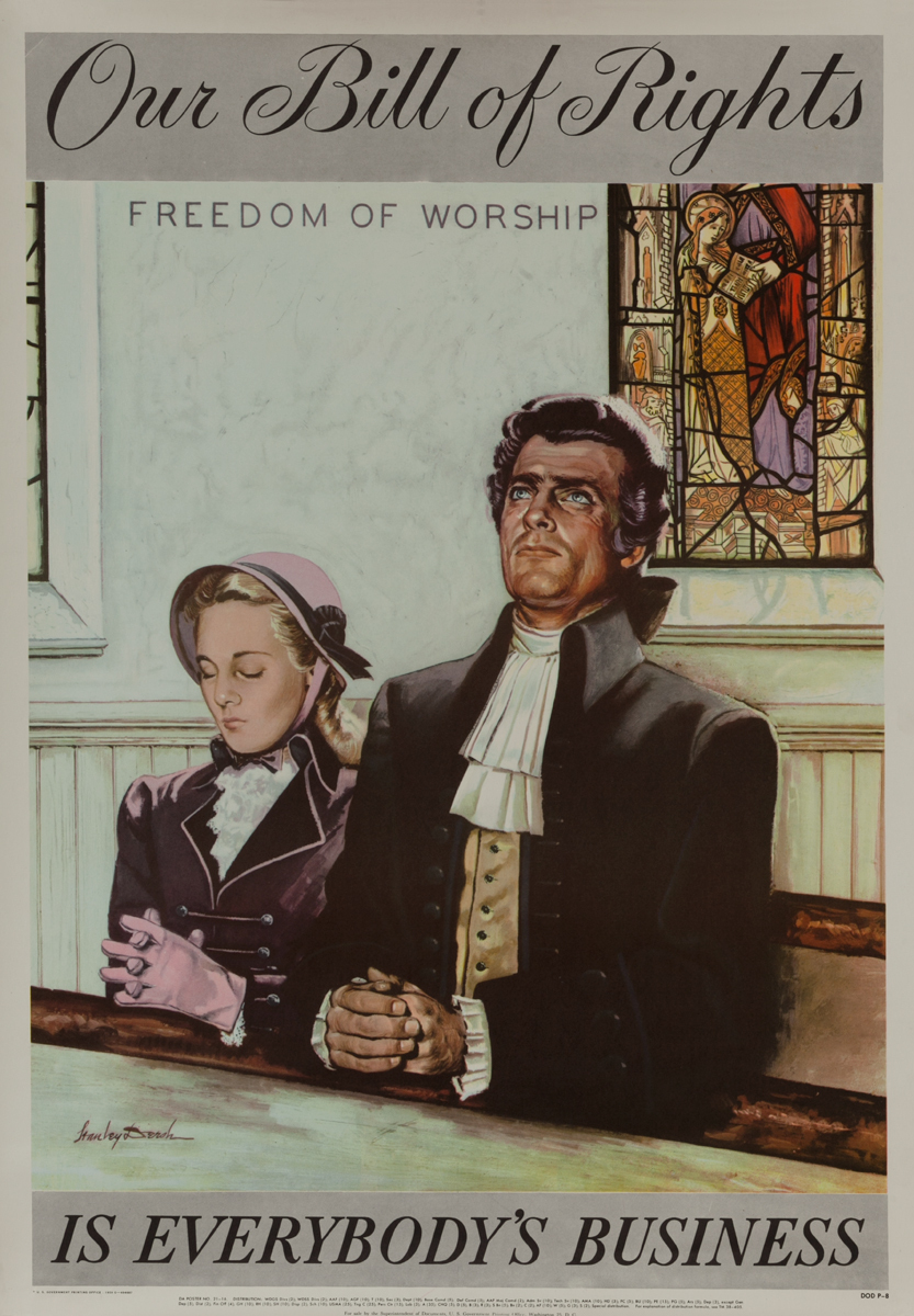 Our Bill of Rights is Everybody's Business, Freedom of Worship, Citizenship Poster