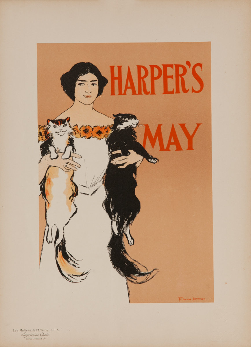 Harper's May Maitre De L'Affiche Plate #115 Woman with cats