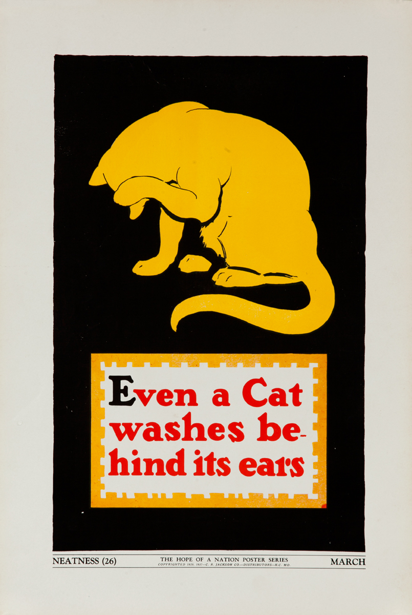 Original American Hope of A Nation Citizenship Poster 26, Even A Cat washes behind its ears