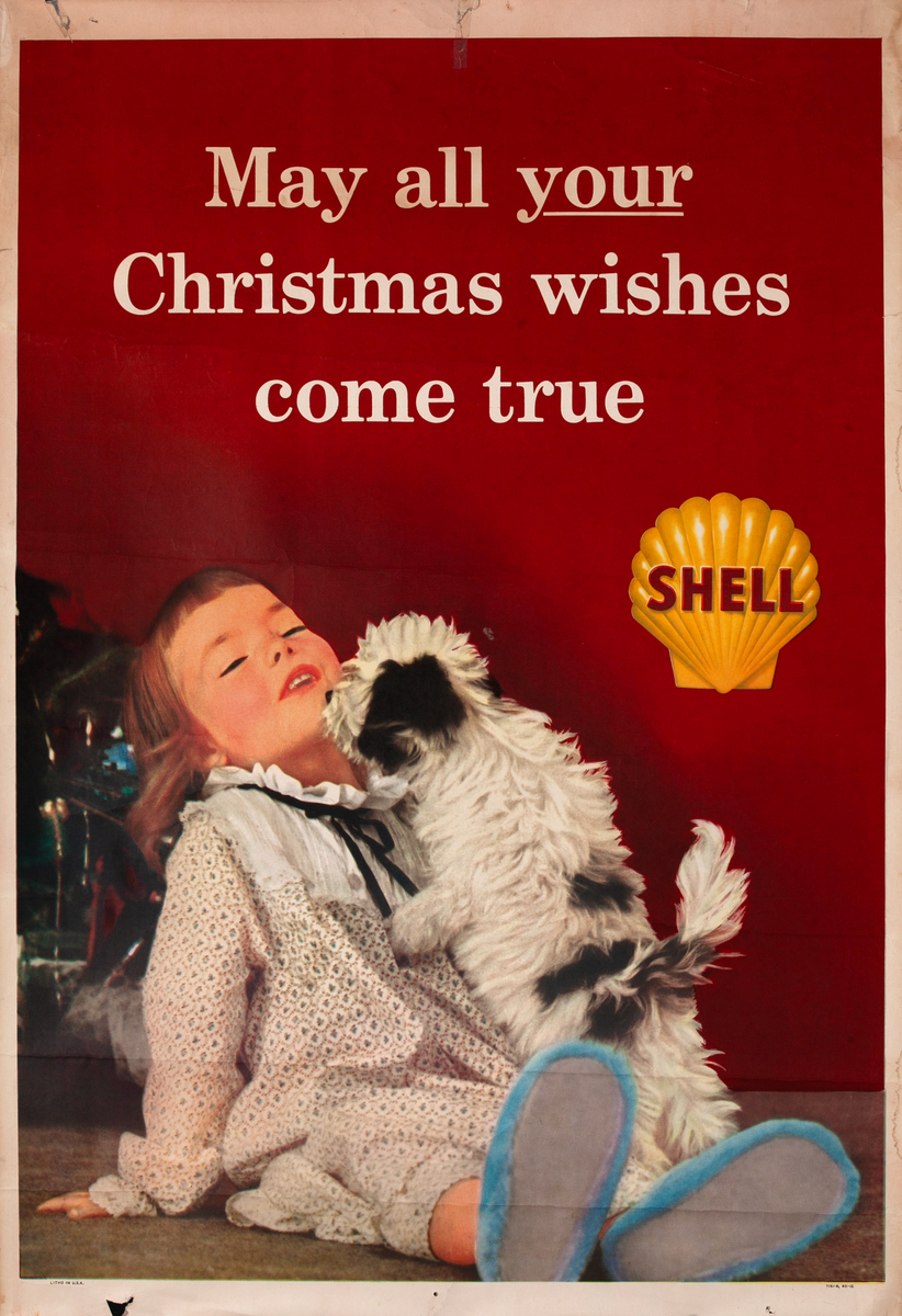 Original Shell Oil Advertising Poster Christmas Wishes