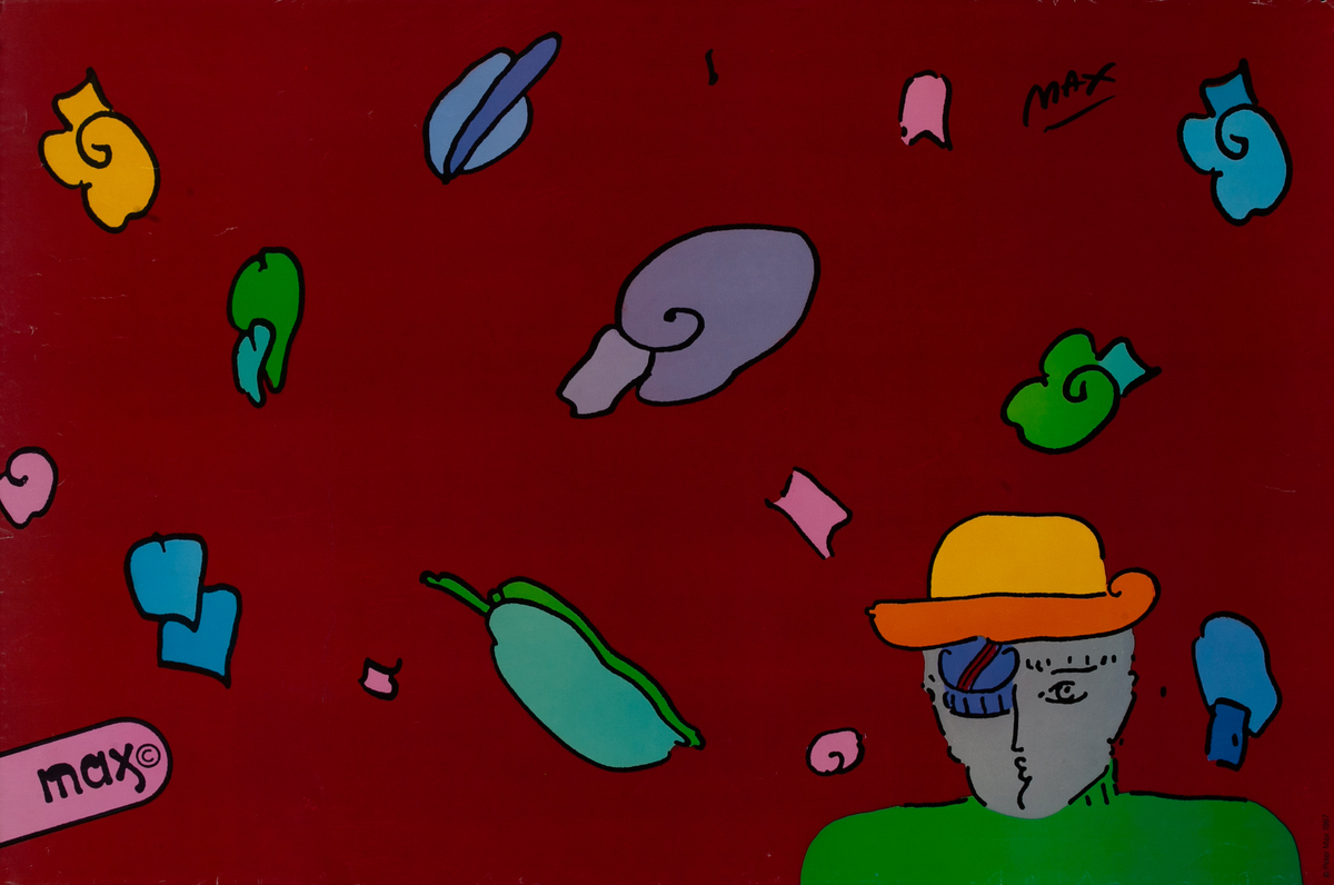 Original Peter Max Poster Guy With Hat