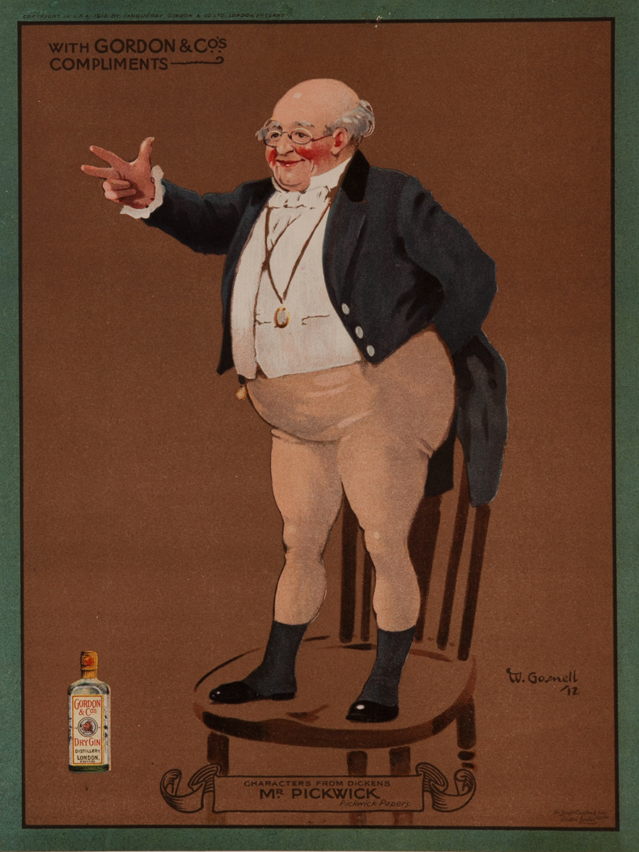 Gordon Gin, Charles Dicken's Character Mrs. Gamp, Advertising Poster