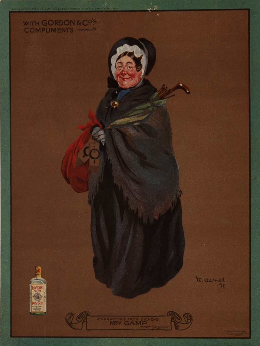 Gordon Gin, Charles Dicken's Character Mr. Piackwick, Advertising Poster