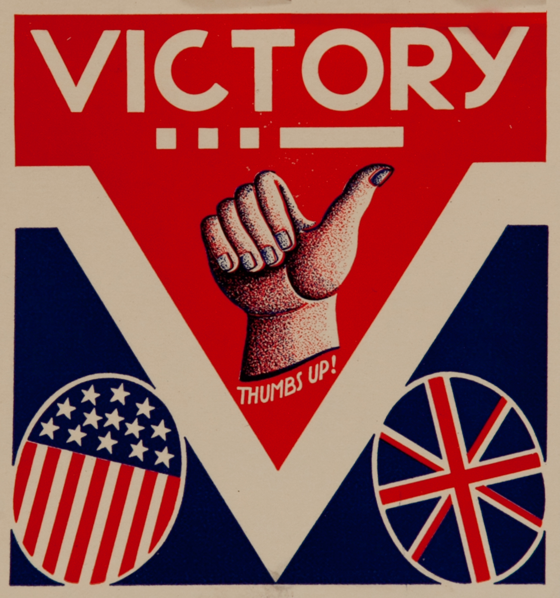 Victory, Thumbs Up!  Original WWII Label