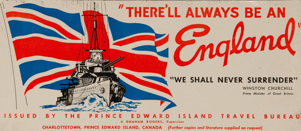 There'll Always be an England,  Prince Edward Island Travel Bureau, Canadian WWII Label