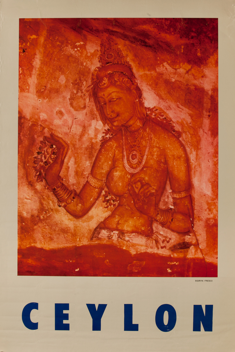 Sigiriya Fresco Ceylon Sri Lanka Travel Poster, 
