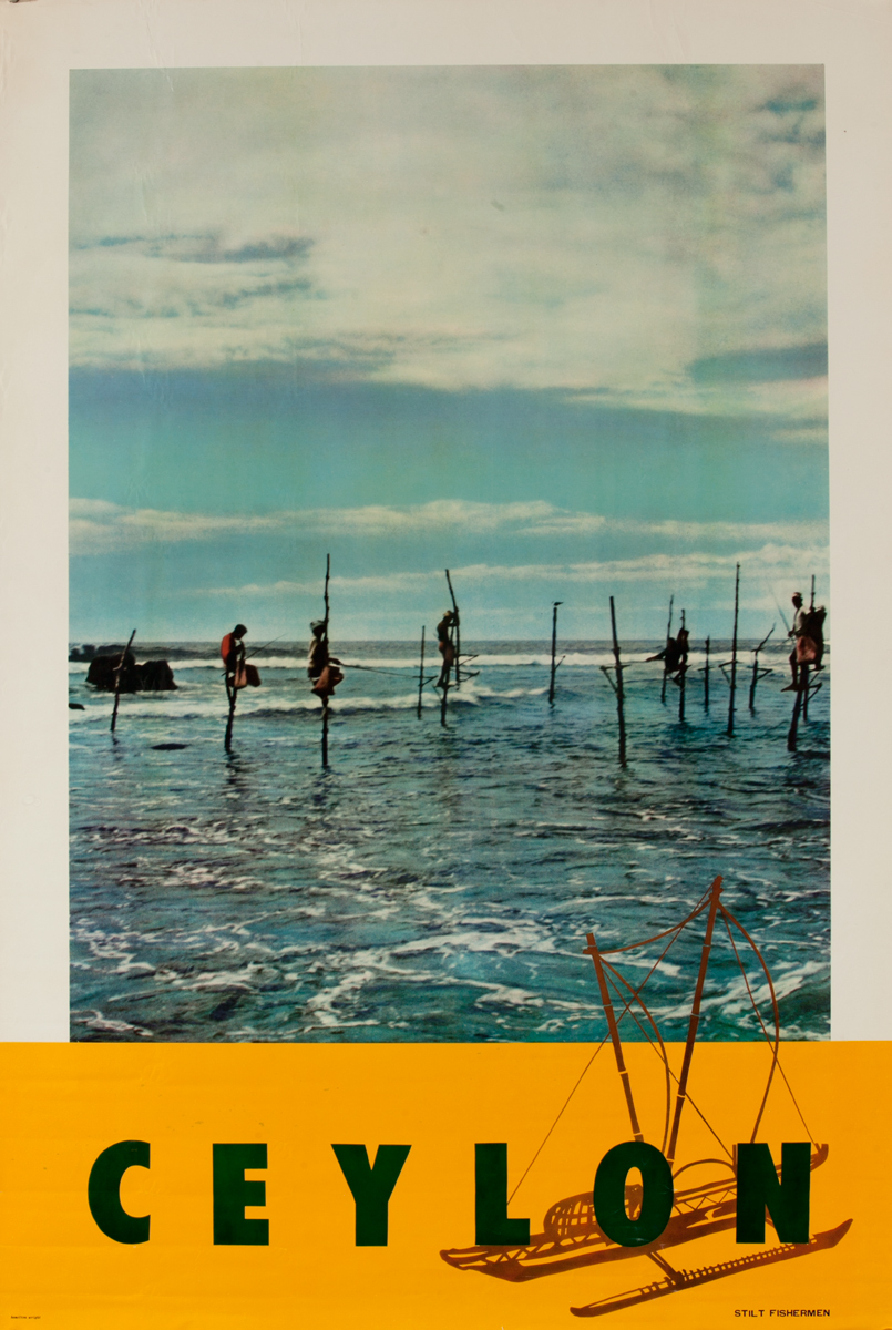 Stilt Fishermen, Ceylon Sri Lanka Travel Poster, 