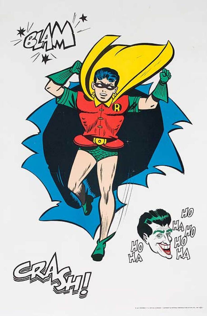 Original 1966 Robin and Joker Poster Blam Crash