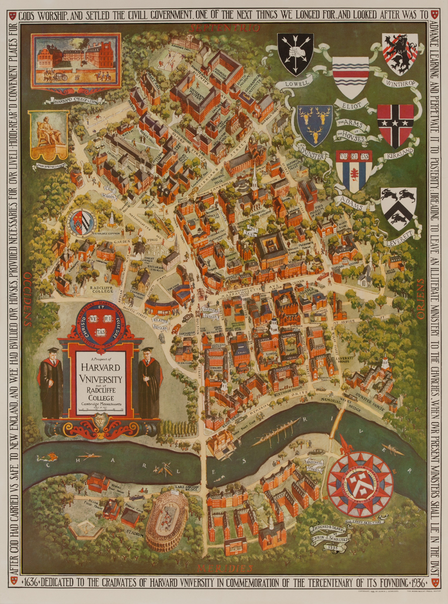 A Prospect of Harvard University and of Radcliff College<br>Souvenir Map Poster  