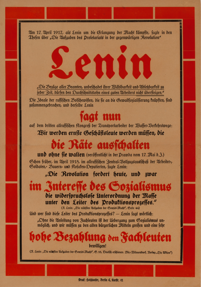 Lenin, German World War I Poster
