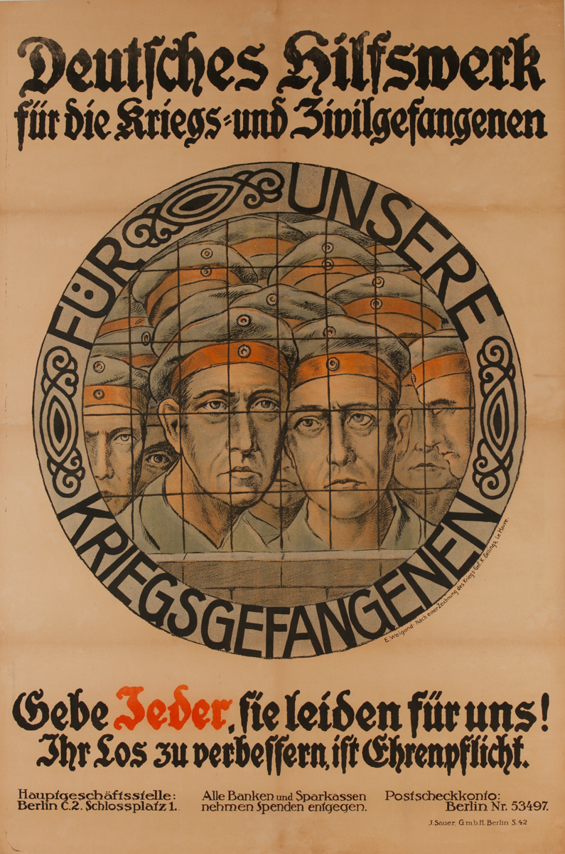 Fur Unsere Kriegsgefangenen <br>German World War I Poster