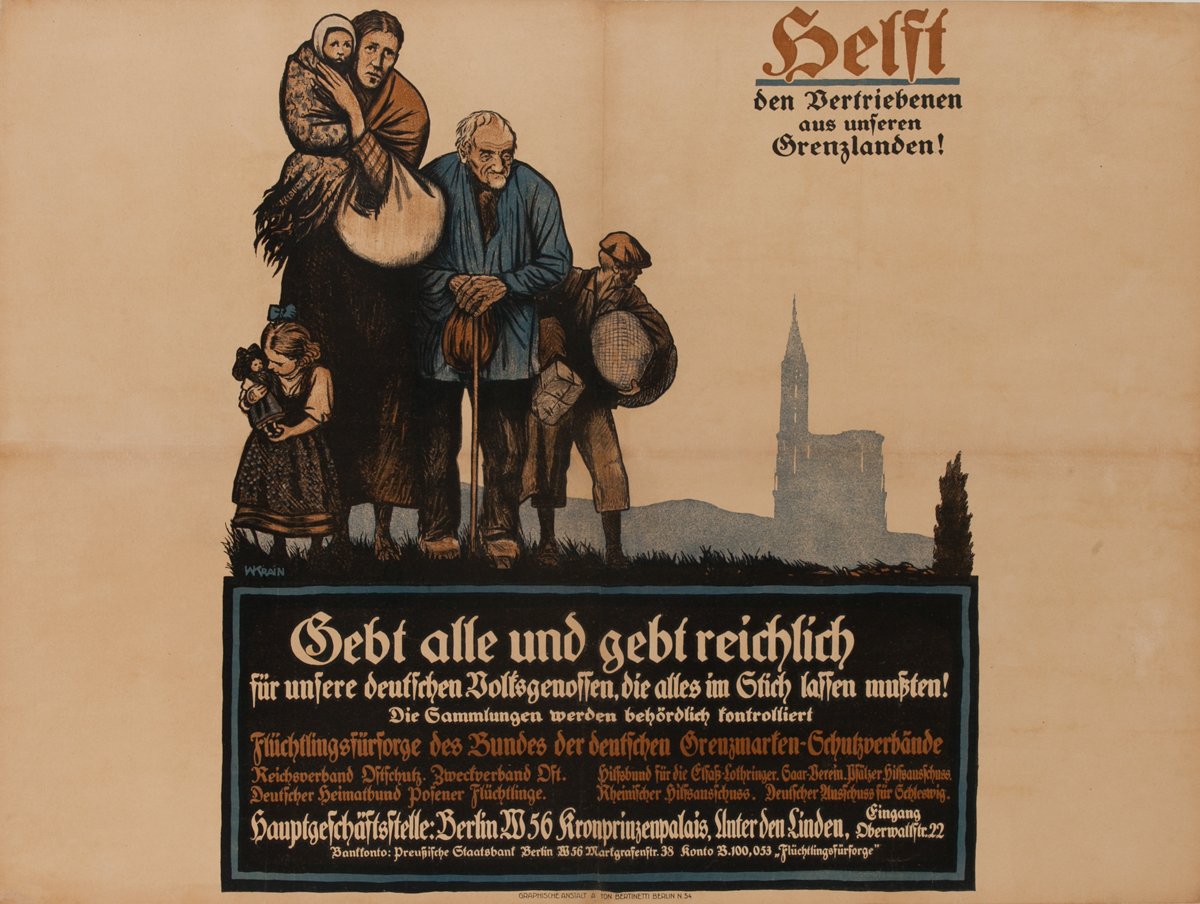 Helft den Vertriebenen aus unseren Grenzlanden<br>German World War I Poster