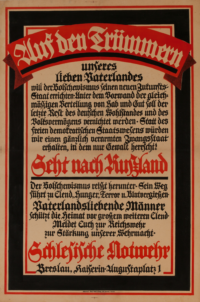 Wuf Den  Frümmern<br>German World War I Poster