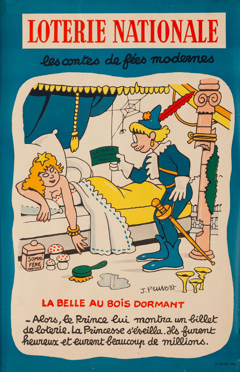 Modern Fairy Tales Sleeping Beauty Original French Loterie Poster
