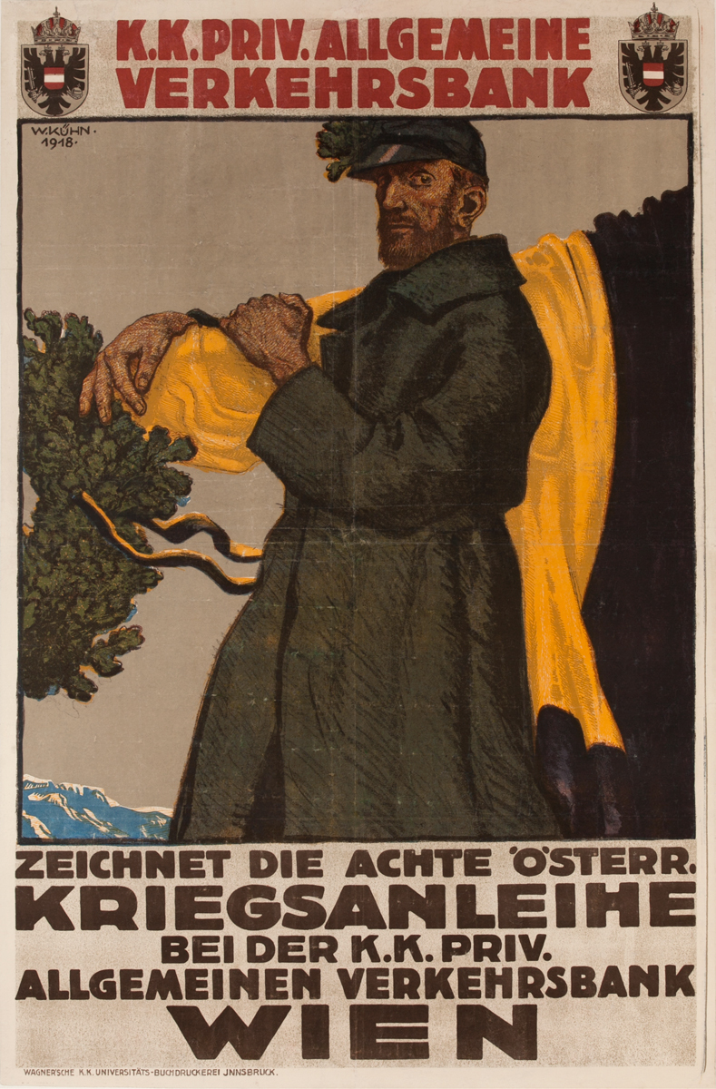 K.K. Priv. Allegemeine Verkehrsbank, Zeichnet die Achte Osterriech Kriegsanleihe<br>German World War I Poster