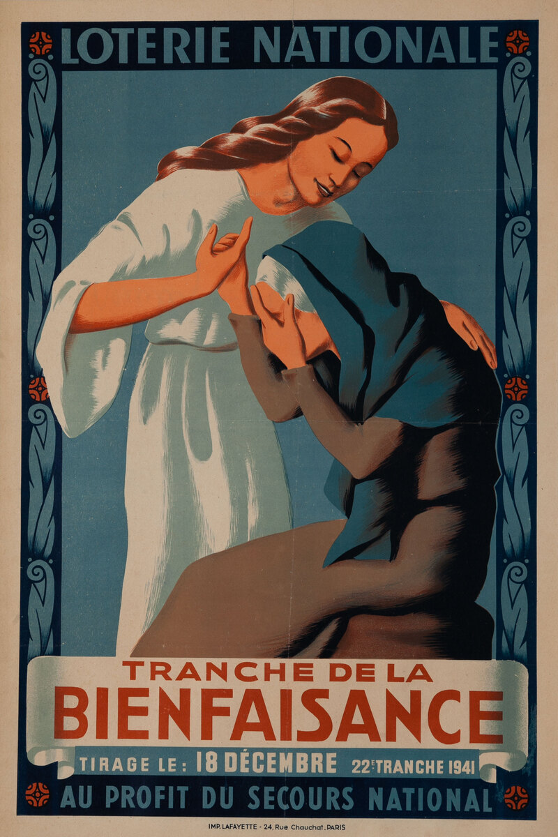 French Loterie Nationale Original Vintage Poster Bienfaisance
