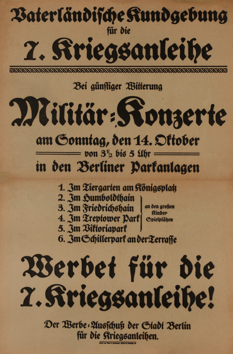 Militär Konzerte<br>German World War I Poster