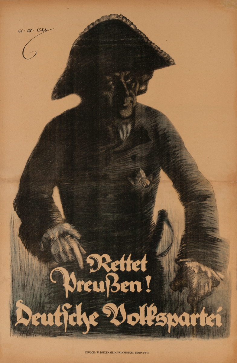 Rettet Preusen - Deutsche Volkspartei<br>German World War I Poster