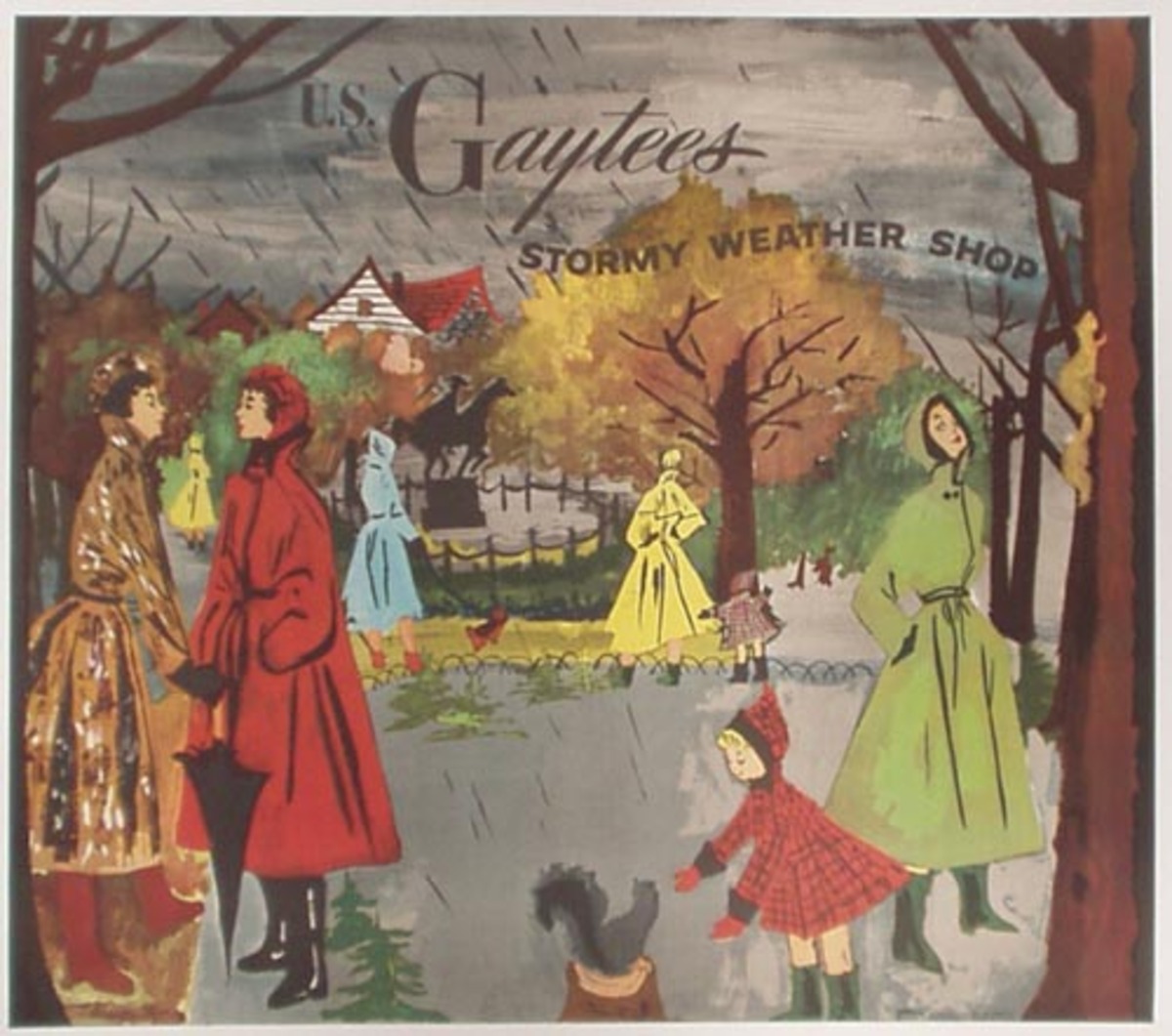 Original US Gaytees Stormy Weather Raincoat Advertising Poster