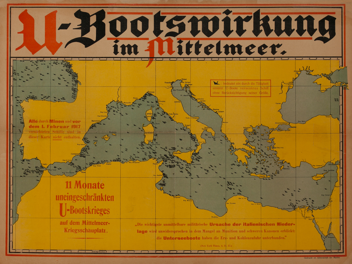 U - Bootswirkung Im  Mittelmeer<br>German World War I Poster