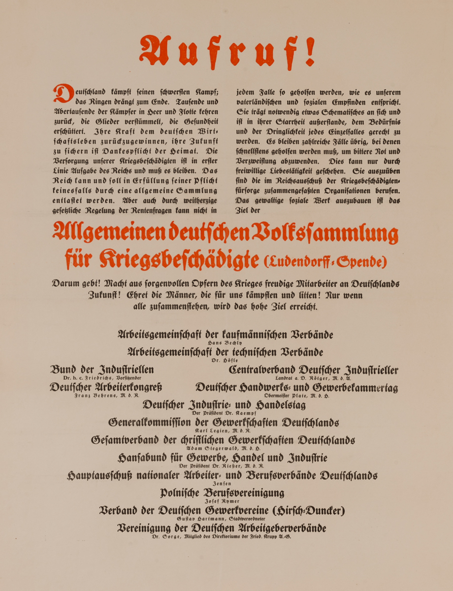 Uufruf!<br>German World War I Poster