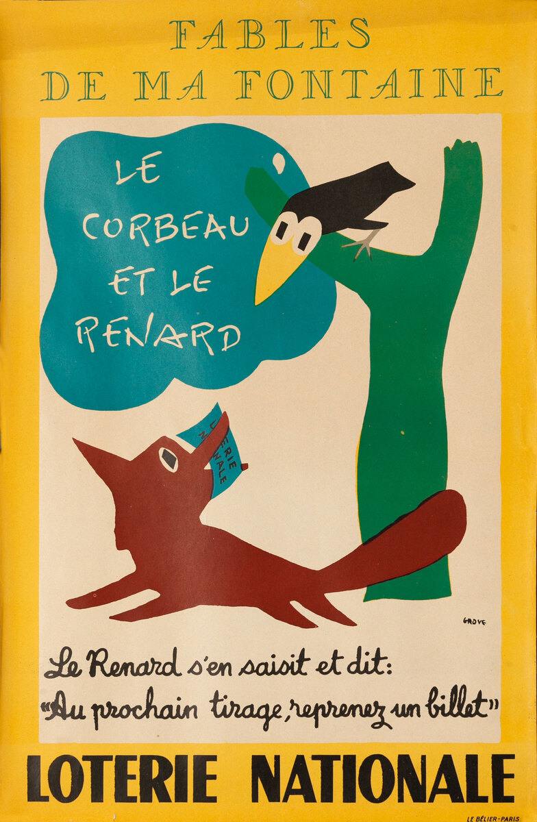 The Fox and The Crow Original French Loterie Poster