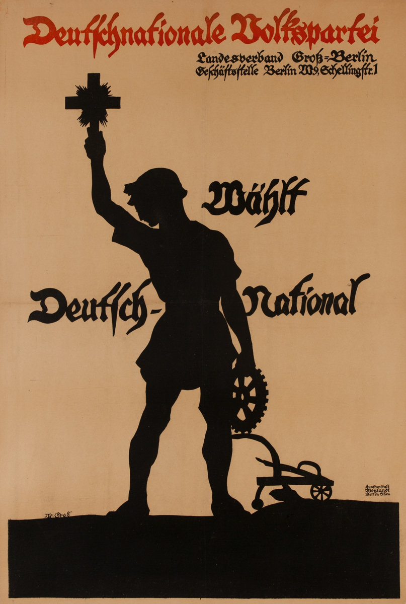 Wählt Deutschnationale Volkspartei <br>German post-World War I Poster