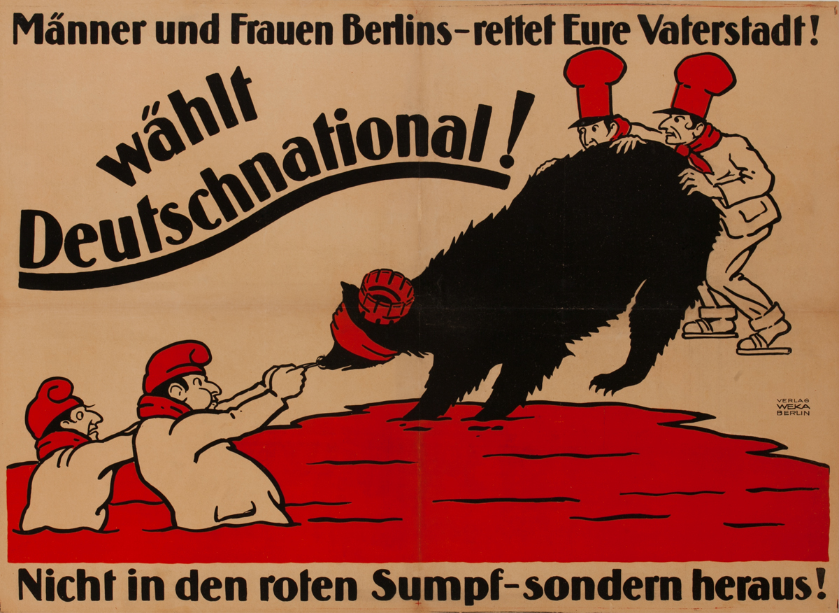 Manner und Frauen Berlins - Wählt Deutschnational! <br>Post WWI Anti-communist German Political Poster 