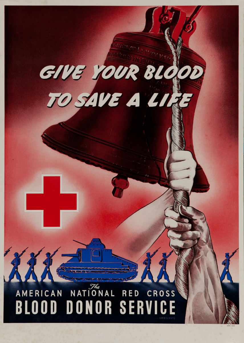 Give Your Blood to Save a Life<br>American National Red Cross Blood Donor Service Poster