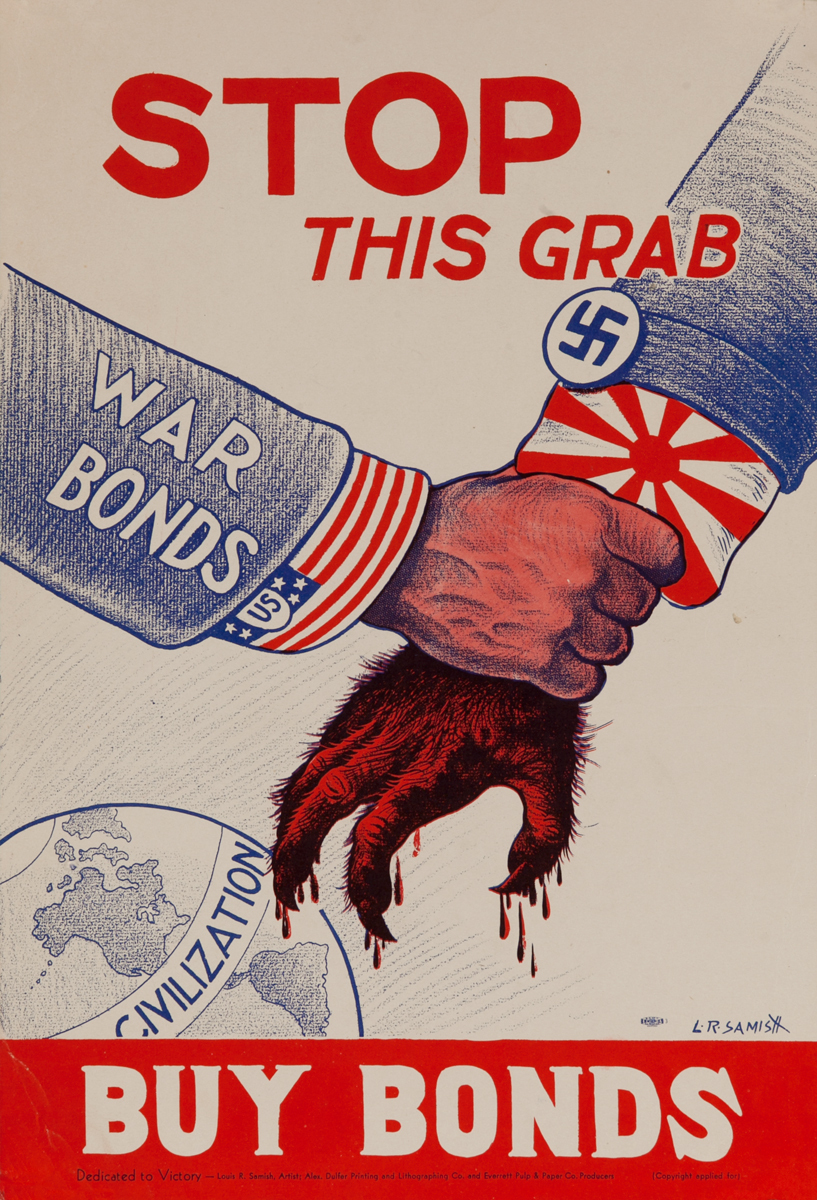 Stop this Grab Buy Bonds<br>American WWII Poster