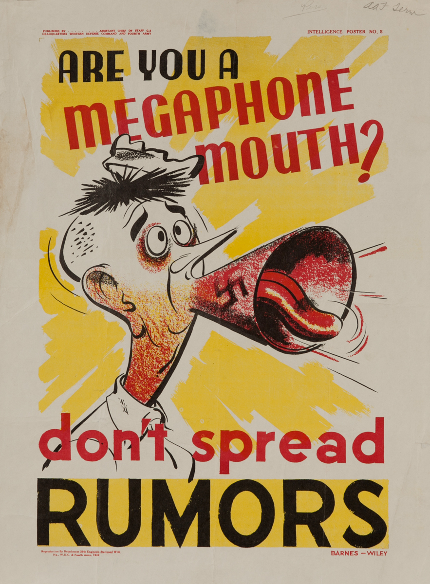 Are You a Megaphone Mouth? Don't spread Rumors<br>WWII Careless Talk Poster