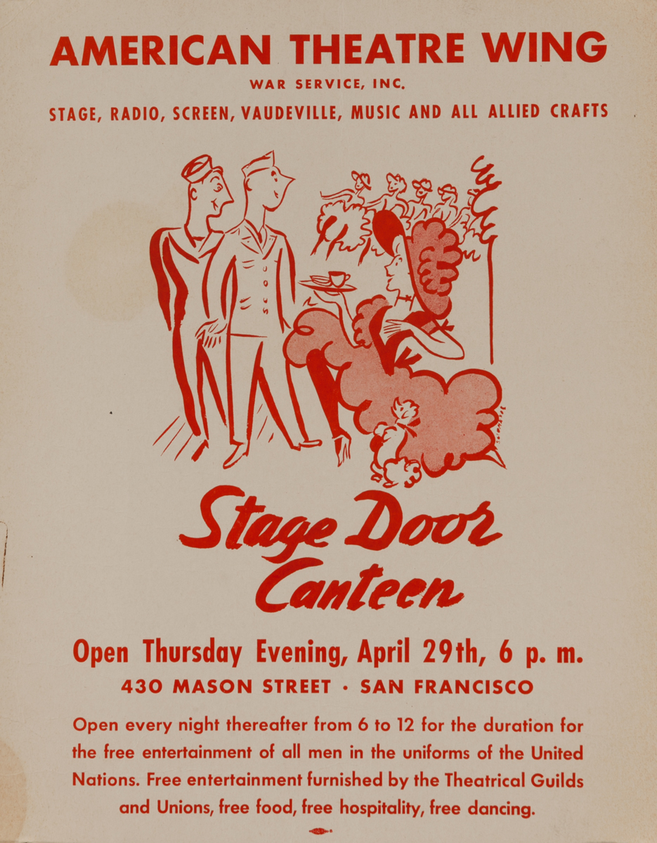 American Theatre Wing Stage Door Canteen<br>WWII Poster