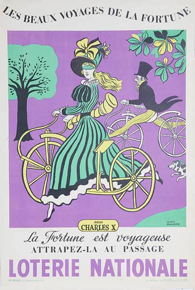 The Beautiful Voyage of Fortune Original French Loterie Poster Charles X