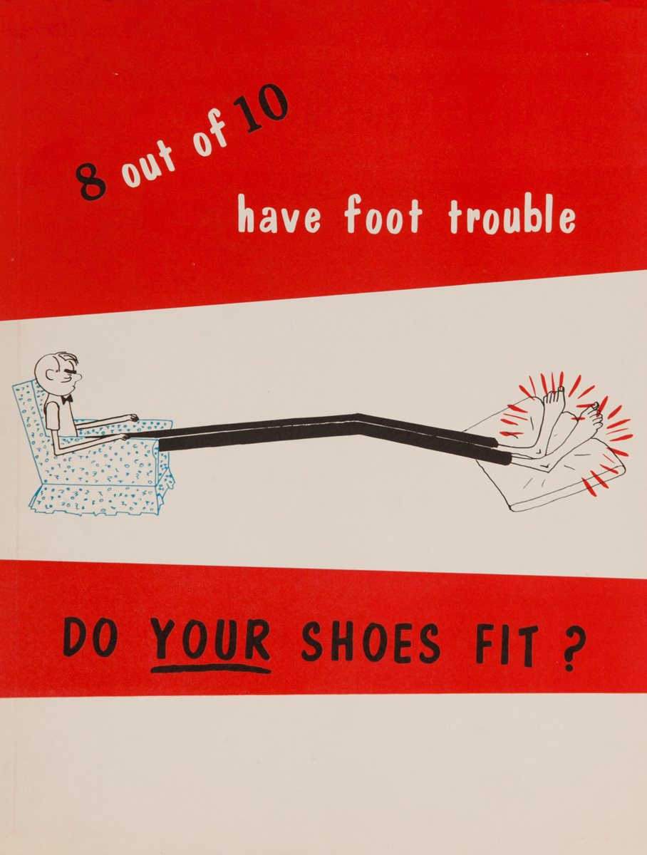 8 out of 10 have foot trouble, Do your shoes fit? Health Poster
