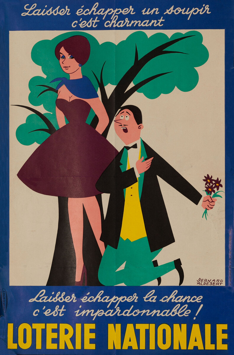 To Breathe A Sigh Is Charming Original French Loterie Poster