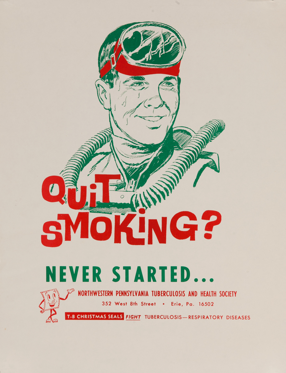 Quit Smoking? Never Started - Scuba Diver<br>American Health Poster