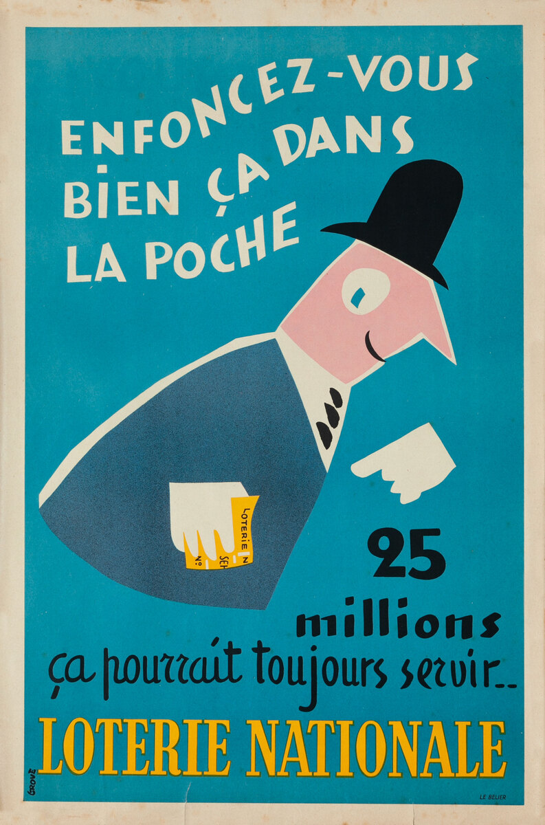 Put 25 Million in Your Pocket Original French Loterie Poster