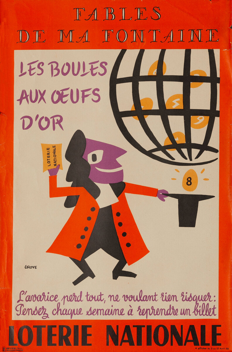 Les Boules Aux Oeuf D'Or Original French Loterie Poster